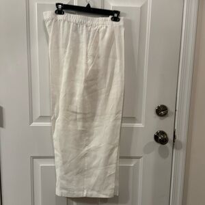 Eileen Fisher wide crop leg linen pants sz large white